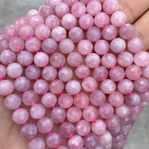 128 Faceted Natural Stone Madagascar Rose Quartz Beads 8mm 15'' Strand Round Loose Spacer Beads DIY For Jewelry Making Bracelet