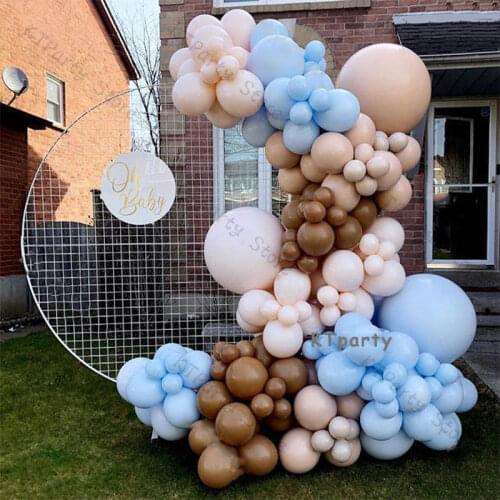 163pcs DIY Macaron Blue Balloons Garland Wedding Party Decoration Coffee Ballon Baby Shwoer Birthday Doubled Cream Peach Decor