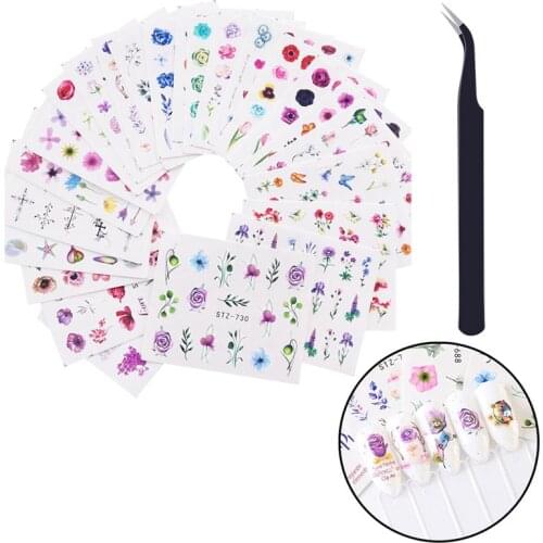 24 Sheets Nail Sticker Fashion Decorative Nail Art Decal Manicure Sticker Cute Butterfly Design DIY Manicure Accessories Tool