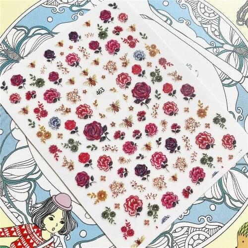 300 463 815 825 Red rose flower-dried flower 3D Back glue Nail Art Stickers Decals Sliders Nail ornament decoration