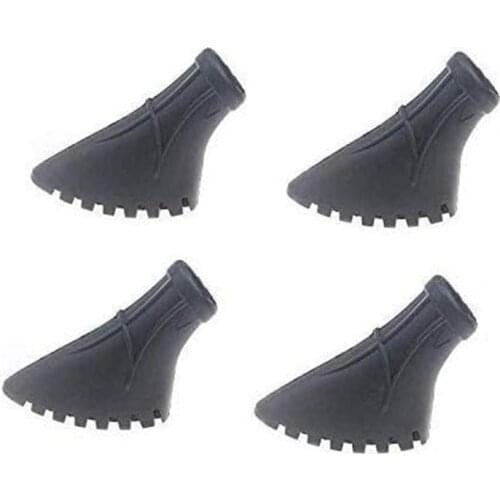 4pcs Walking Pads Rubber Trekking Poles Hiking and Walking Sticks Pads Climb Replacement Alpenstock Black Color
