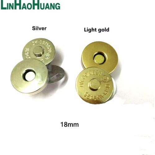 40sets Round 18mm Silver/Light gold tone Thin Magnetic Snaps Bag Purse Clasp Metal Buttons Fastenerscrapbooking Decoration