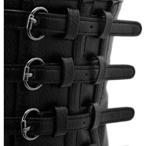 40GC Retro Lady Waist Shape Corset Wide Elastic Faux Leather Belt Stretch Waistband