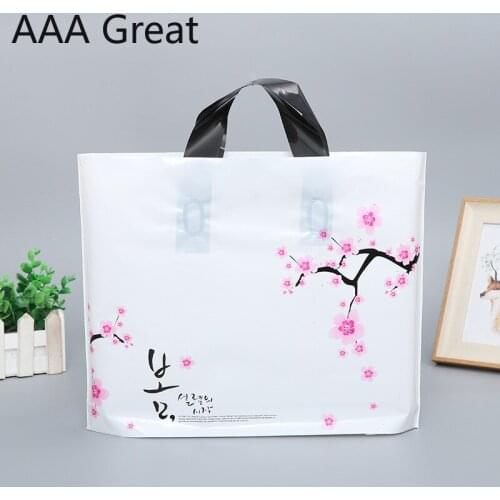 50Pcs/Lot Plastic Shopping Bags Plastic Jewelry Pouches Packing Gift Carrier Bags Flowers Handle Christmas Decorations Wedding