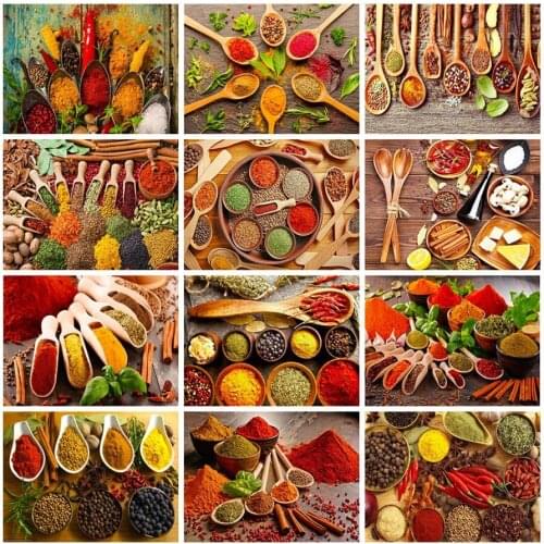 5d Kitchen Diamond Embroidery Painting Seasoning Mosaic Rhinestones Picture Small Size Diamond Dots Wall Art Decor Stickers Gift