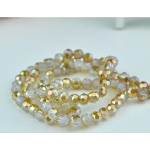 8mm 70pcs Round Ball Faceted Crystal Loose Spacer Beads Half Opal Plated Wine Red Crystal Glass Bead for Jewelry Making Material
