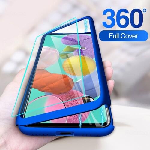 A51 M40S 360 Full Cover Tempered film phone Cases for samsung Galaxy A71 M40 A60 M30 A40S M20 Integrated glass screen protector