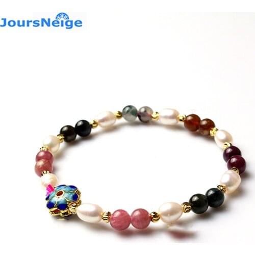 Wholesale JoursNeige Natural Tourmaline bracelet DIY fashion Jewelry Tourmaline Crystal with Pearl Bracelet for Women Jewelry