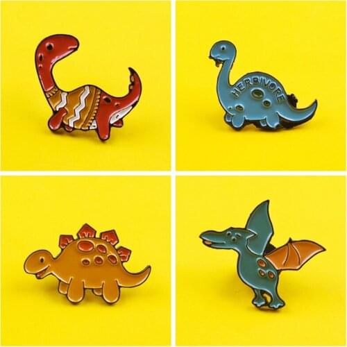 Lovely Dinosaur Zinc Alloy Pin Lapel For Backpack Cartoon Animals Brooches For Clothes Badges Jewelry Gift For Best Friends