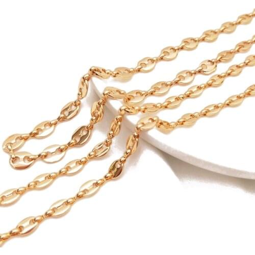 50cm Chain Bracelet 14k Real Gold Plated Chains Necklace for Jewelry Making Findings DIY Brass Hand Made Accessories