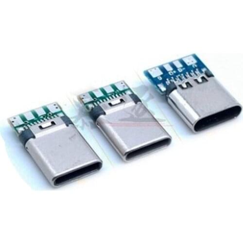 DIY OTG USB-3.1 Welding Male jack Plug USB 3.1 Type C Connector with PCB Board Plugs Data Line Terminals for Android