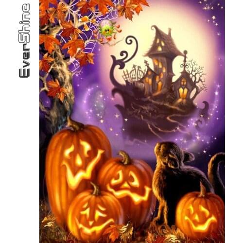 Evershine Diamond Painting House Landscape New Arrival Diamond Embroidery Pumpkin Cross Stitch Kits Mosaic DIY Halloween Gift