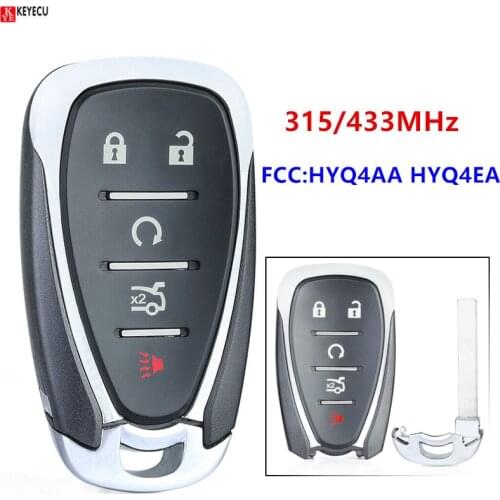 KEYECU 315/433MHz ID46 Chip HYQ4AA HYQ4EA Smart 5 Button Remote Key Fob for Chevrolet Camaro Equinox Cruze Malibu Spark 2016-19