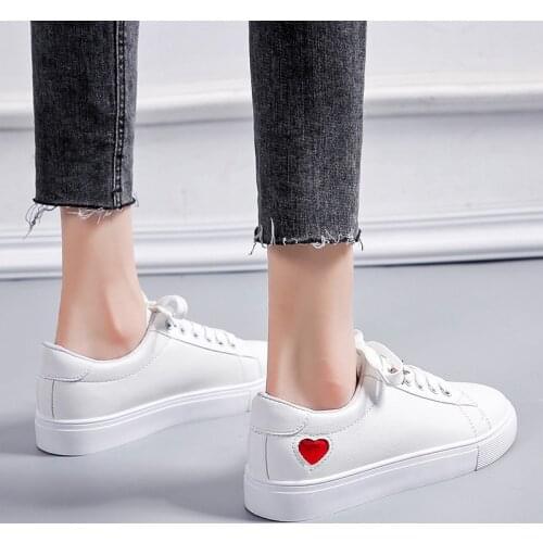 HOT Women Sneakers Fashion Breathble Vulcanized Shoes Pu Leather Platform Lace Up Casual White Tenis Feminino Zapatos De Mujer