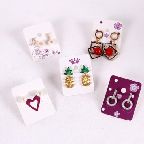 Hotsale 50pcs 3.8x4.8cm White Paper Earrings Card Jewelry Ear Studs Display Packaging Cards Rectangle Label Tag Jewelry Cards