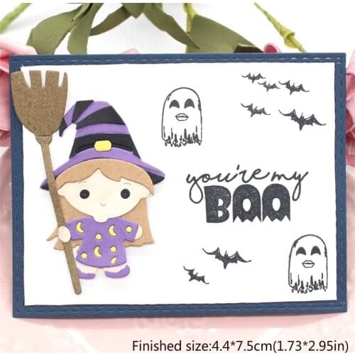 Cute Witch Metal Cutting Dies Stencils for DIY Scrapbooking/photo album Decorative Embossing DIY Paper Cards