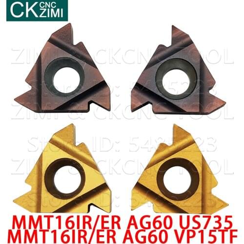 MMT16IR MMT16ER AG60 VP15TF US735 Internal external thread turning inserts CNC machine turning tools MMT 16IR MMT 16ER for steel