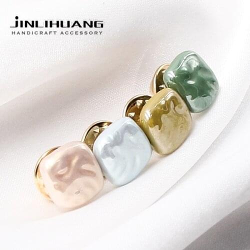 5pcs Fashion Woman Colorful Square Pearl Detachable Snap Buttons Nail Sewing-free Buckles For Clothing DIY Garment Accessories