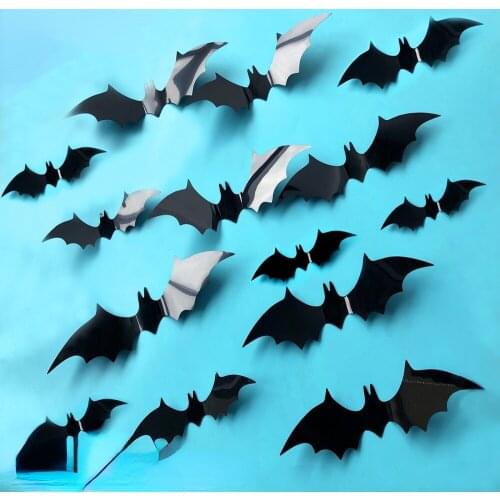 Pack of 16 Halloween Bats 3D Black Stereo Bats 3D Stereo Queen Stereo Bats