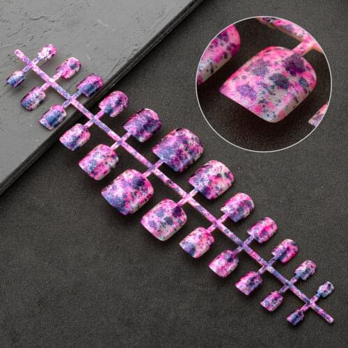 1pc Colorful Wash Style Toe Fake Nails Shimmer Glitter Full Nails Art Tips for Lady Girls Toenails Press on Foot False Toe Nails