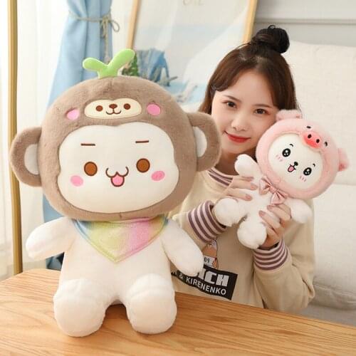 New Huggable Super Kawaii Pig Dinosaur Plush Toys Cute Monkey Bear Rabbit Stuffed Soft Pillow Kids Birthday Gift Dolls