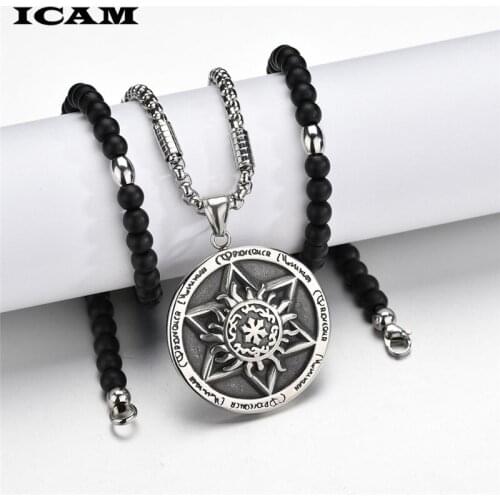 ICAM Collare Magen Star Of David Pendant Israel Chain Necklace Women Stainless Steel Judaica Black Color Jewish Men Jewelry