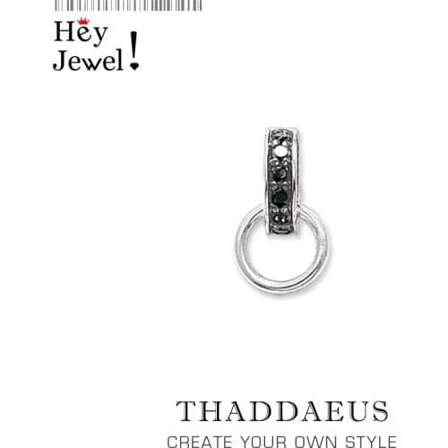 Black CZ Charms Carriers 925 Sterling Silver Fit Chain Necklace,2020 Summer Brand New Europe Vintage Jewelry Gift For Women