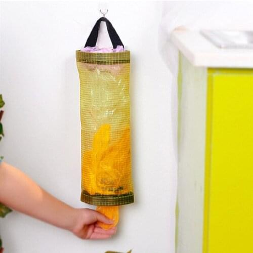 Hanging Folding Mesh Garbage Bag Organizer Trash Bags Holder Recycling Containers Plastic Waste Bag Storage for Kitchen 2pcs