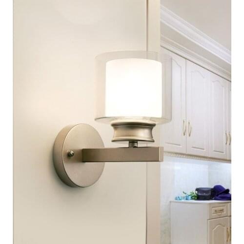 Bedroom bedside wall lamp modern minimalist living room study LED TV wall lamp glass lampshade aisle lamp atmosphere