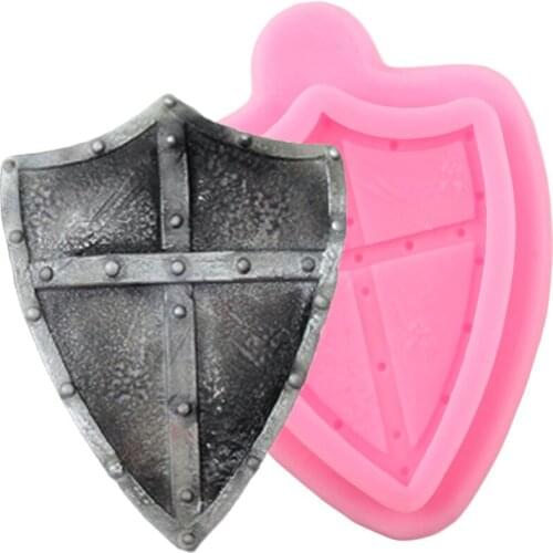 Knight Battle Shield Silicone Mold Fondant Mould Baby Birthday Cake Decorating Tools Candy Clay Chocolate Gumpaste Moulds