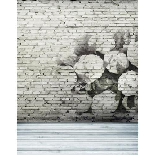 Wooden Floor Brick Wall Graffiti Photography Backdrops Photo Props Studio Background 5x7ft