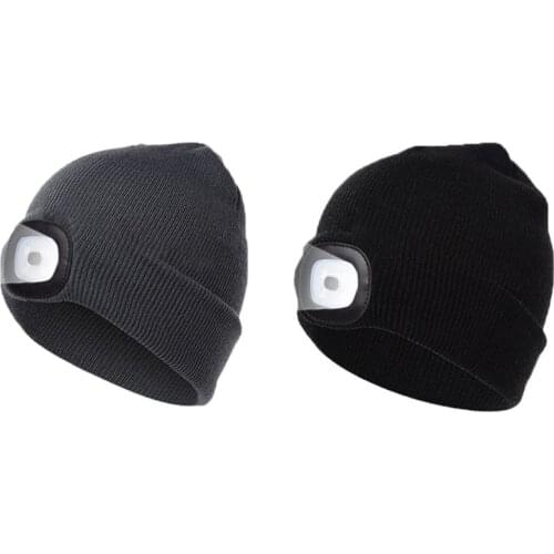 Press Button LED Light Beanie Winter Hat Knitted Unisex Special Christmas Tech Gag Gifts for Men Women Teens Outdoor