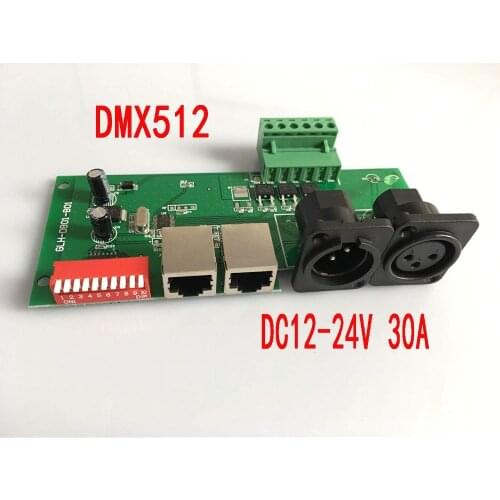 3 channels DMX 512 Dimmer LED Decoder Controller for RGB Strip Lights Driver DC12-24V 30A