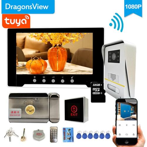Dragonsview 1080P Wifi Intercom System for Home 7 Inch Wireless Video Door Phone Intercom With Electronic Lock Tuya App Remote