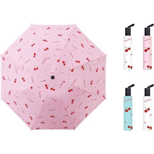 YADA Fashion Fruit Cherry Umbrellas Rain uv 3 Folding Umbrella For Childrens Women Windproof Cherry Umbrellas Female YS210004