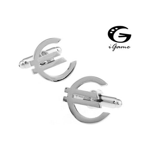 IGame Euro Cuff Links Silver Color Copper Novelty Euro Dollar Design Best Gift For Men Free Shipping