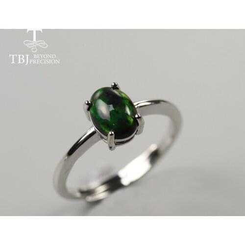 Simple Ring black opal oval 6*8mm 925 sterling silver resizeble ring for women daily wear nice gift