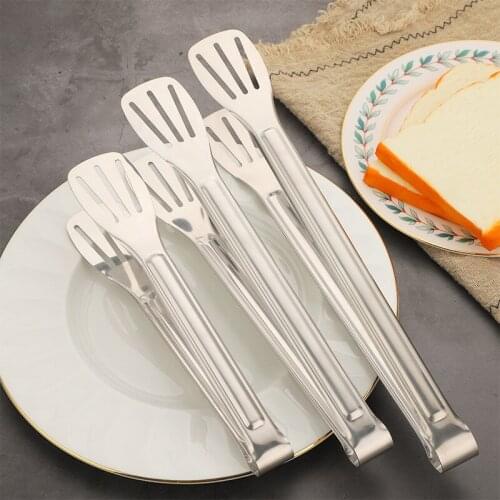 1PC BBQ Grilling Tong Salad Cake Dessert Serving Food Tongs Stainless Steel Barbecue Clips Clamp Baking Food Kitchen Tool
