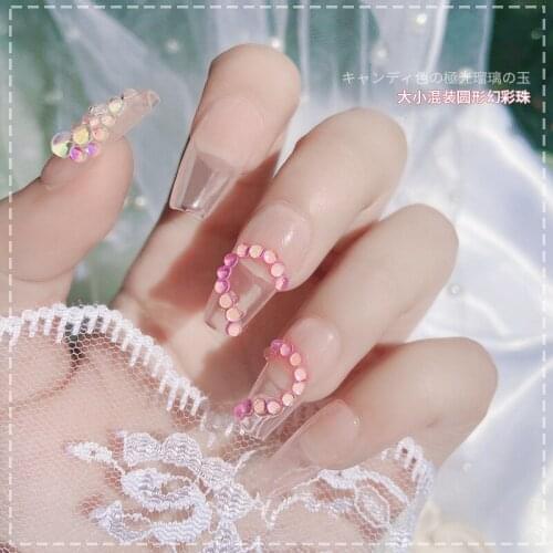 10 Colors Nail Art Laser Jewelry Candy Color Mermaid Illusion Round Glass Crystal Beads Mixed Nail Art Nail Decoration Diamond