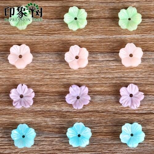 10Pcs 10mm Cute Colorful Flower 3D Shell Beads Natural MOP Shell Caps Flower Curved Shell Spacers DIY Jewelry Components Making