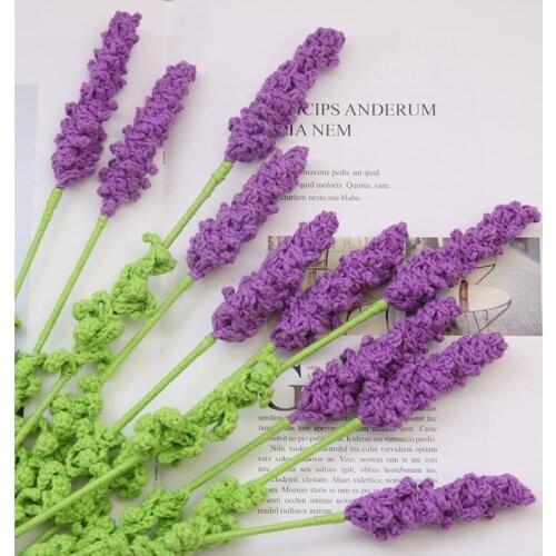 10pcs Hand-knitted Handmade Yarn Crochet Decorative Wedding Lavender Flowers Home Decoration