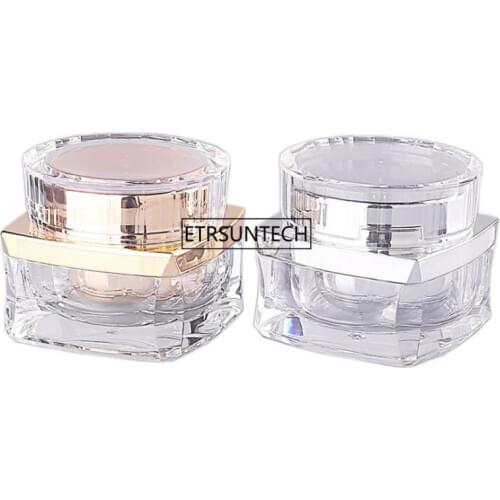 100pcs 15g Gold Silver Acrylic Cream Jar Eye Cream Nail powder Lotion Bottles Empty Cosmetic Packaging Cosmetic Jar F3390