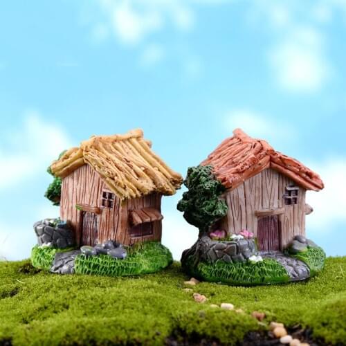 3PCS Animal Dog Cat Rabbit House DIY Resin Fairy Garden Craft Decoration Miniature Micro Gnome Terrarium Room Decoration