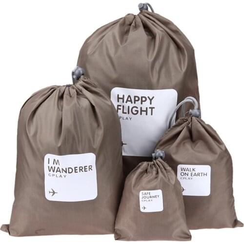 4 Pcs Waterproof Travel Drawstring Dry Storage Bag Shoe Laundry Lingerie Makeup Pouch For cosmetics Underwear Organizer