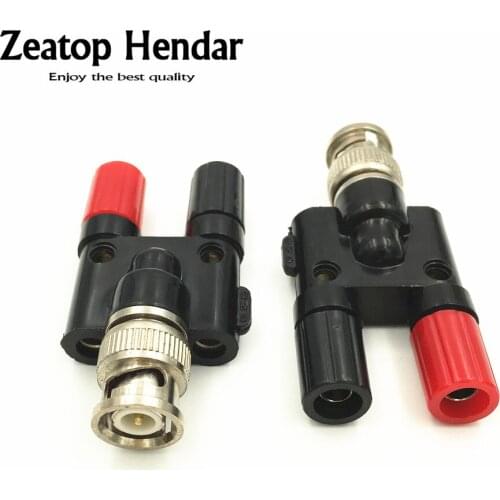 50Pcs BNC Male to 4MM Twin Dua Binding Posts Banana Plug Jack Female Coaxial Adapte Connector BNC Male Terminals black & red