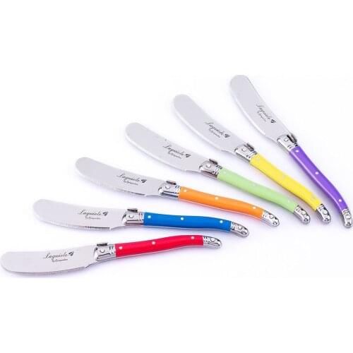 6pcs Rainbow Butter Knives Laguiole Style Cheese Spreaders Set MultiColor Handle 6.25'Stainless steel Cheese Knife Kitchen Tool