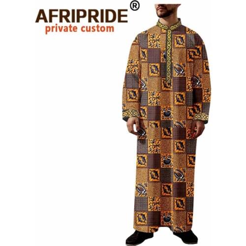 African Clothes for Men Print Outfits Dashiki Long Coats Ankara Outwear Long Sleeve Agbada Robe Plus Size Casual Wear A2014007