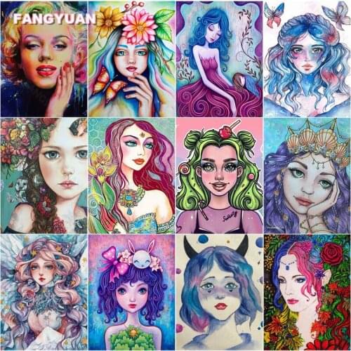 5D Diy Diamond Painting Hand Paintied Illustration Cartoon Girls Butterfly Cross Stitch Kits Pictures of Rhinestones Home Decor