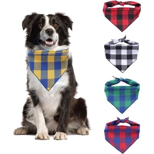 Dog Bandana Scarfs for Puppy Small Medium Large Dogs Plaid Reversible Pets Bandanas Accessories Triangle Bibs Kerchief