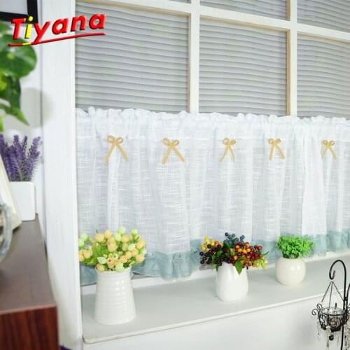 1pc White Roman Curtain Tulle hot sell White Curtain Kitchen Short Curtain Semi-shade Small Curtain for Home decor DL015 *30